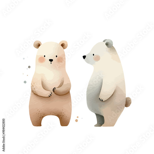 bear set of illustrations. cute watercolor bear