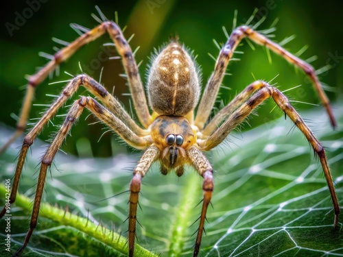 The spider's spindly legs and hairy body blend seamlessly into the web's intricate pattern, a masterclass in camouflage.