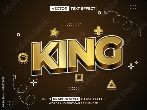 king editable text, font effect, 3d text for title