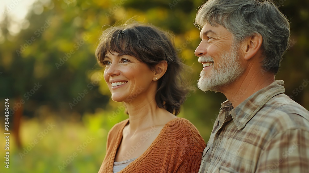Middle-Aged Couple Enjoying a Relaxing Walk in the Outdoors Surrounded by Nature, Smiling and Connecting Together in a Beautiful Park Setting During an Autumn Day_9 Middle-Aged Couple Enjoying a Relaxing Walk in the Outdoors Surrounded by Nature, Smiling and Connecting Together in a Beautiful Park Setting During an Autumn Day_9