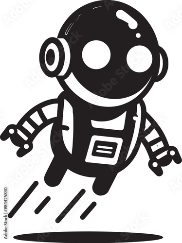 Modern action war robot silhouette vector illustration isolated on a white background
