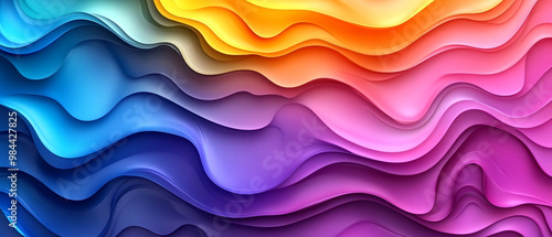 Vibrant abstract waves blend colors beautifully, creating a fluid and dynamic visual experience suitable for backgrounds or designs.