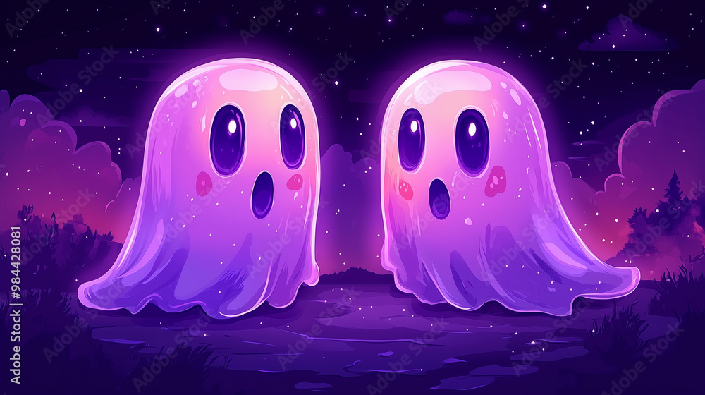 Halloween themed background featuring Ghosts with copy space Halloween themed background featuring Ghosts with copy space