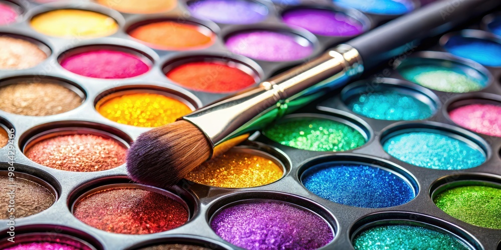 Vibrant colors and micro-glitters align neatly in the palette, as a delicate brush strokes the surface, bringing beauty to life. Vibrant colors and micro-glitters align neatly in the palette, as a delicate brush strokes the surface, bringing beauty to life.