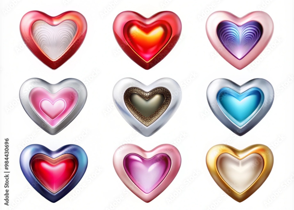3d hearts cut out set. 3d hearts cut out set.