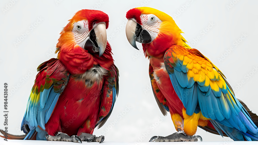 magnificent realistic Scarlet Macaw on white background magnificent realistic Scarlet Macaw on white background