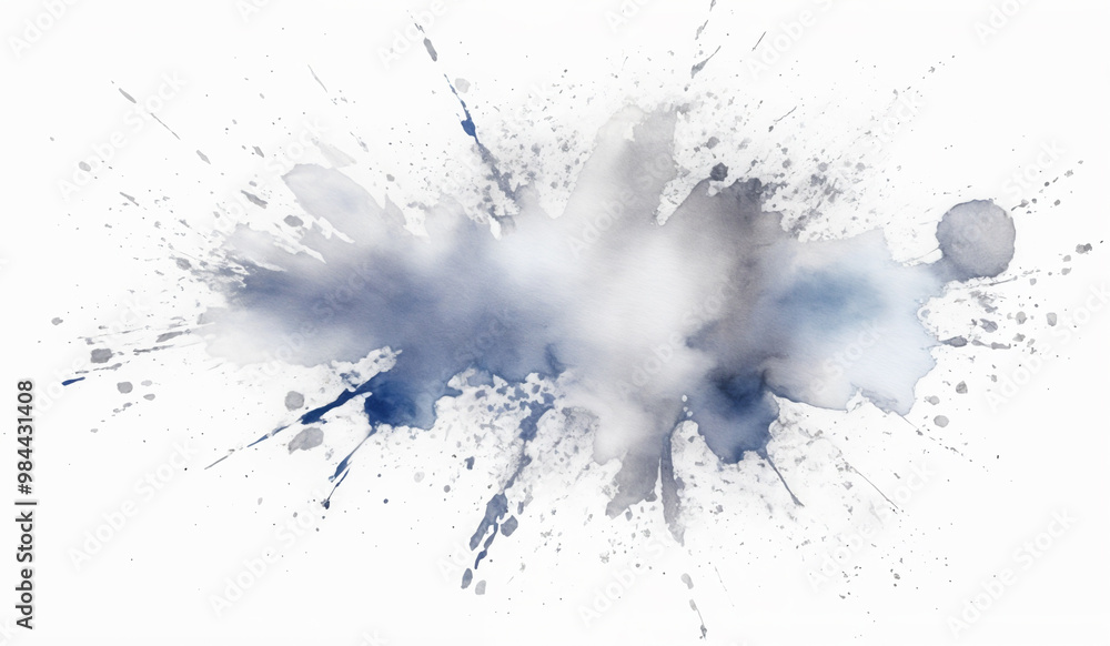 Fototapeta premium Silver watercolor splash on white