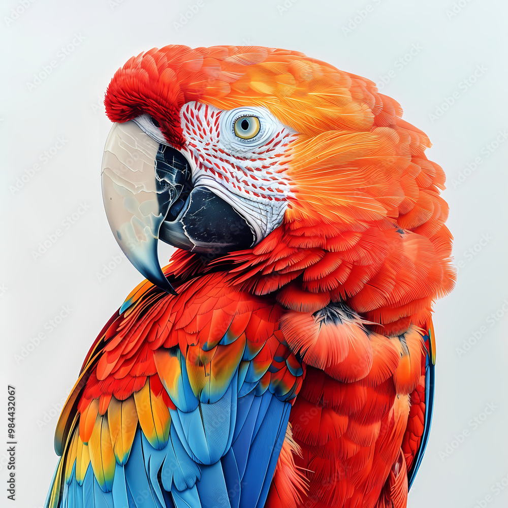 Fototapeta premium magnificent realistic Scarlet Macaw on white background
