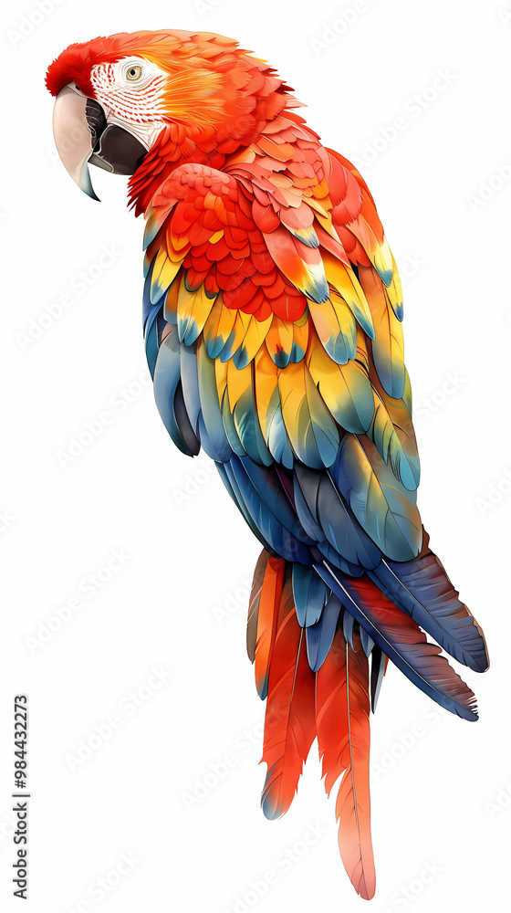 Fototapeta premium magnificent realistic Scarlet Macaw on white background
