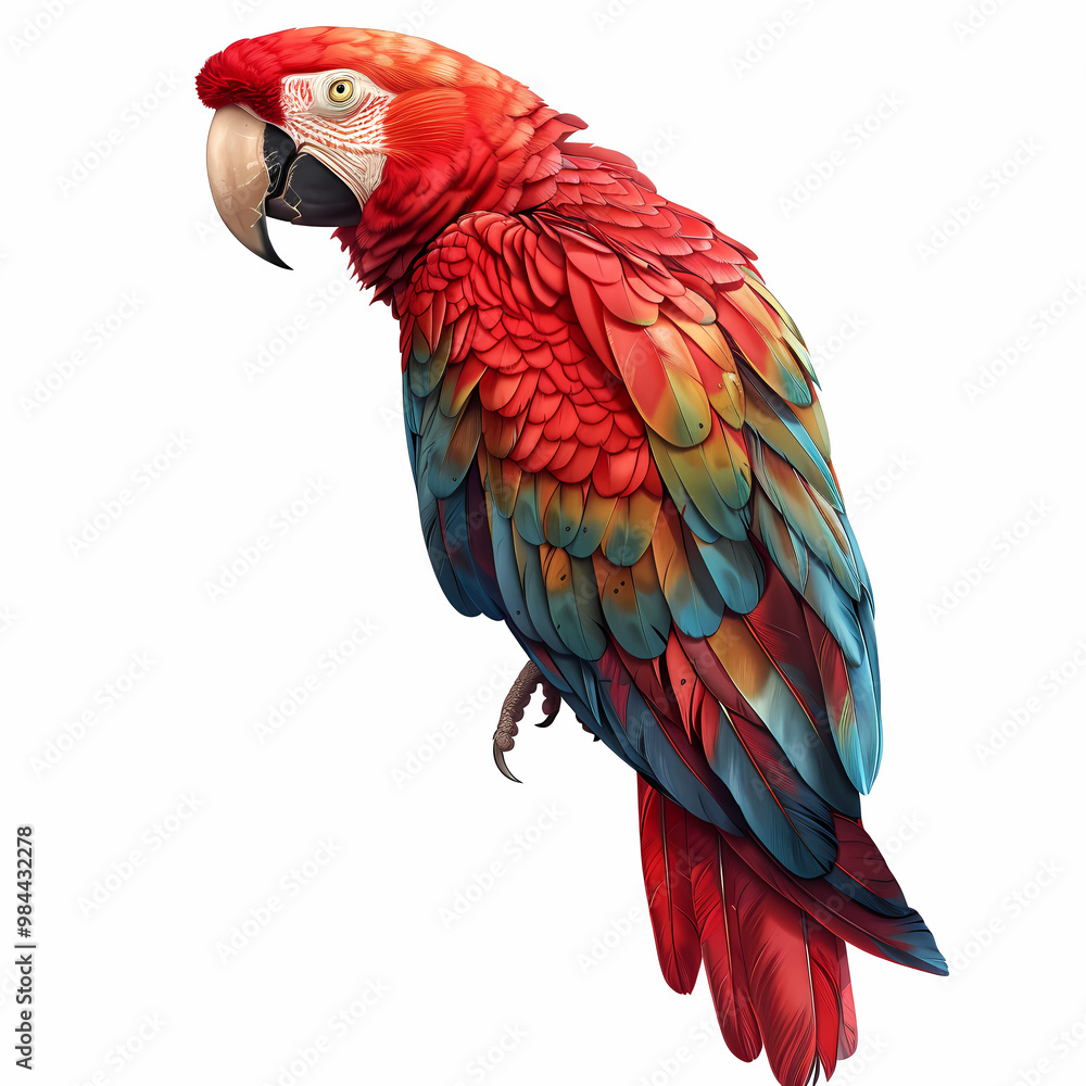 Fototapeta premium magnificent realistic Scarlet Macaw on white background