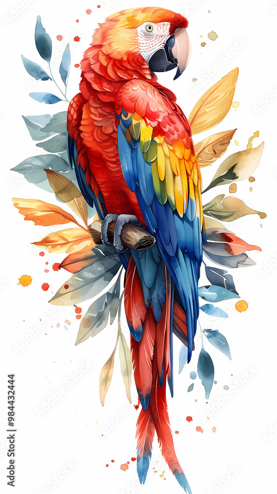Fototapeta premium magnificent realistic Scarlet Macaw on white background
