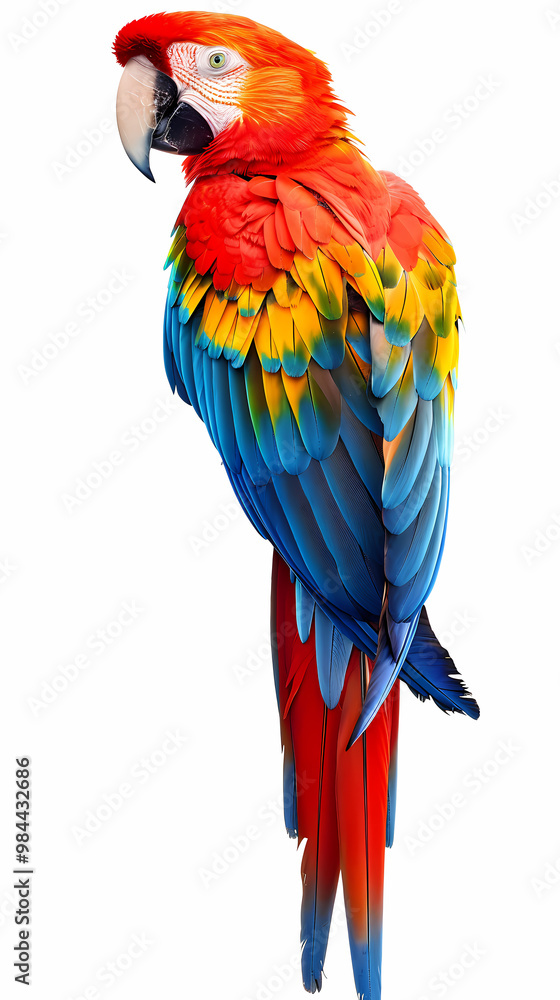Fototapeta premium magnificent realistic Scarlet Macaw on white background