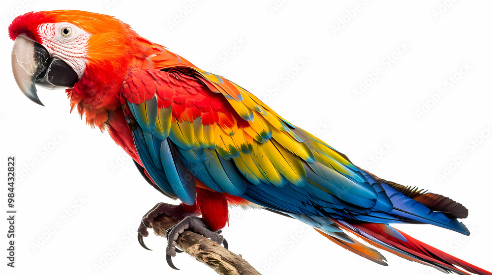 magnificent realistic Scarlet Macaw on white background magnificent realistic Scarlet Macaw on white background
