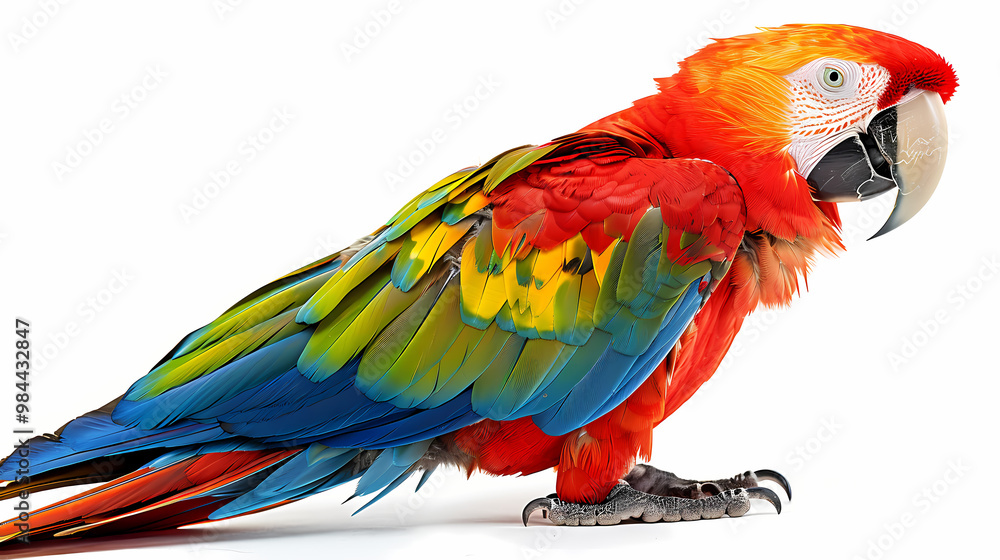 Obraz premium magnificent realistic Scarlet Macaw on white background