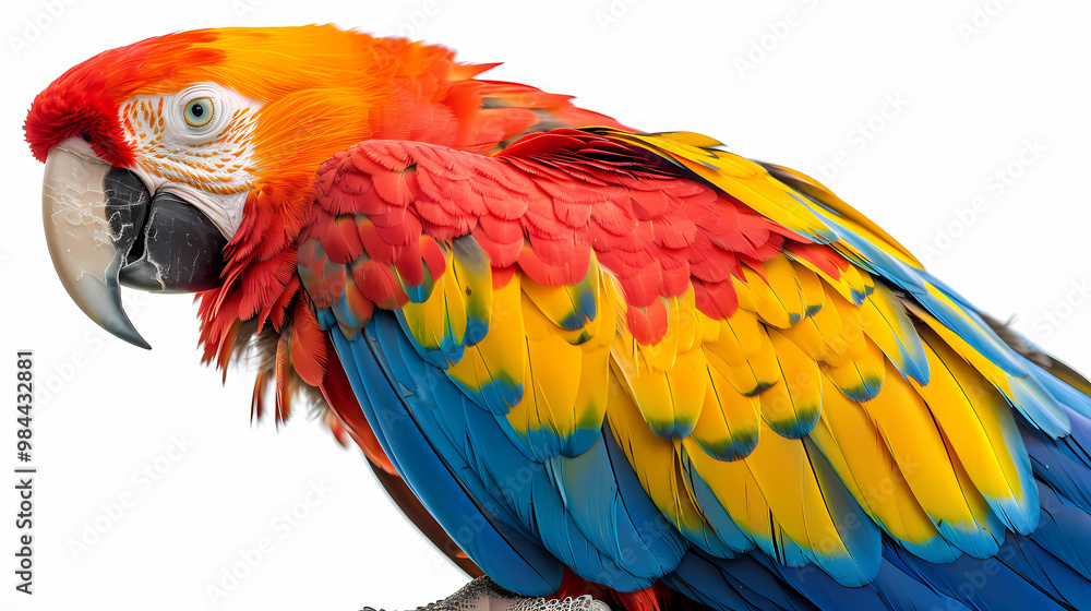 Obraz premium magnificent realistic Scarlet Macaw on white background