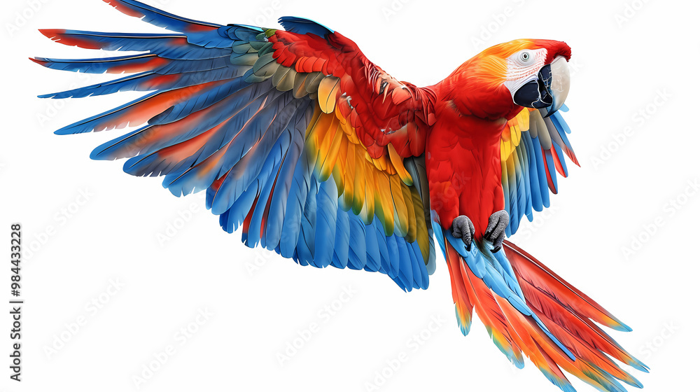 Obraz premium magnificent realistic Scarlet Macaw on white background