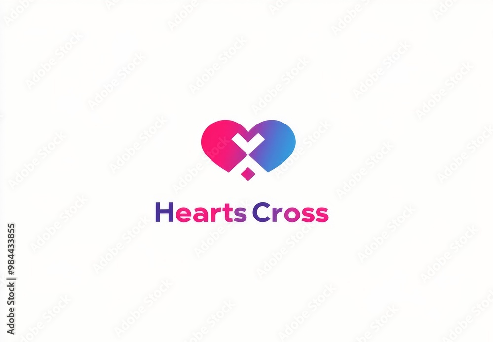 A modern logo design featuring a geometric shape with a red and blue cross, accompanied by the text A modern logo design featuring a geometric shape with a red and blue cross, accompanied by the text