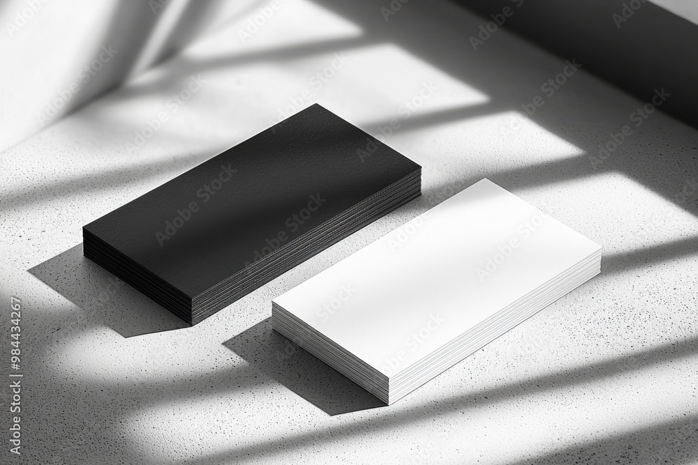Obraz premium Blank Business Cards Mockup on Concrete Surface.