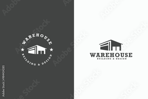 set bundle warehouse logo design vector illustration with modern, vintage and retro styles. creative bundle set warehouse iconic logo vector design template isolated on white background