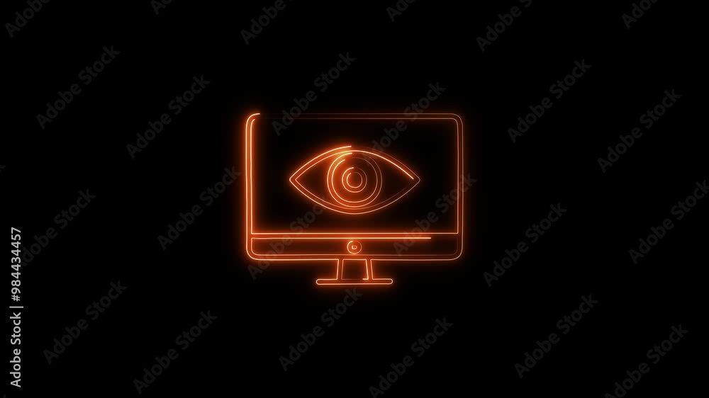 Abstract neon computer vision icon animation. Abstract neon computer vision icon animation.