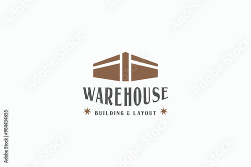 vintage warehouse mark symbol logo design vector illustration. creative retro warehouse icon logo vector design template for factory, storage and logistic business. 