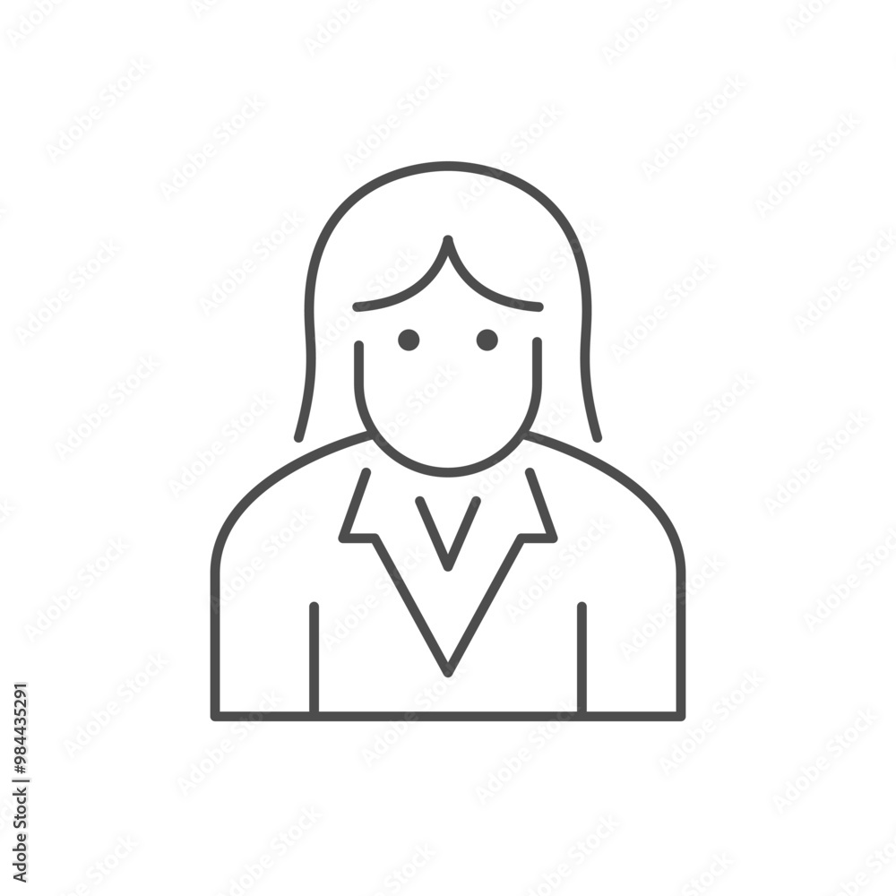 Businesswoman or female employee line icon Businesswoman or female employee line icon