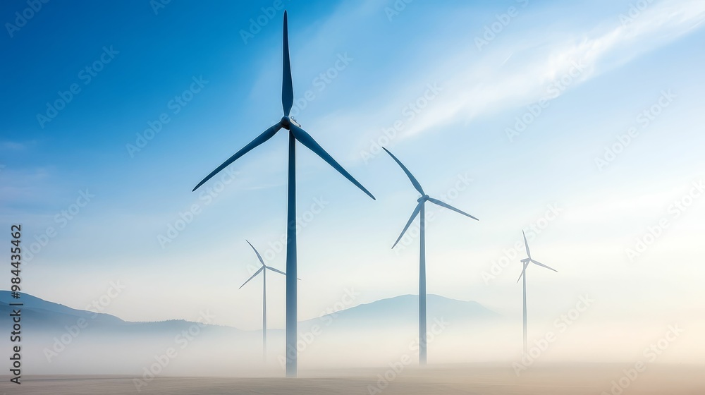 Fototapeta premium Massive wind farm in China's countryside, contributing to the global fight against climate change