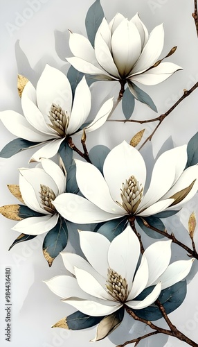 A seamless floral pattern with large leaves
