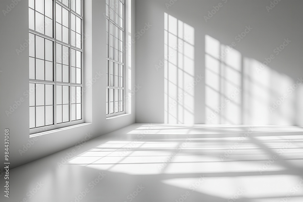 abstract white studio background for product showcase empty room with subtle window shadows minimalist setting perfect for highlighting featured items with blurred backdrop abstract white studio background for product showcase empty room with subtle window shadows minimalist setting perfect for highlighting featured items with blurred backdrop