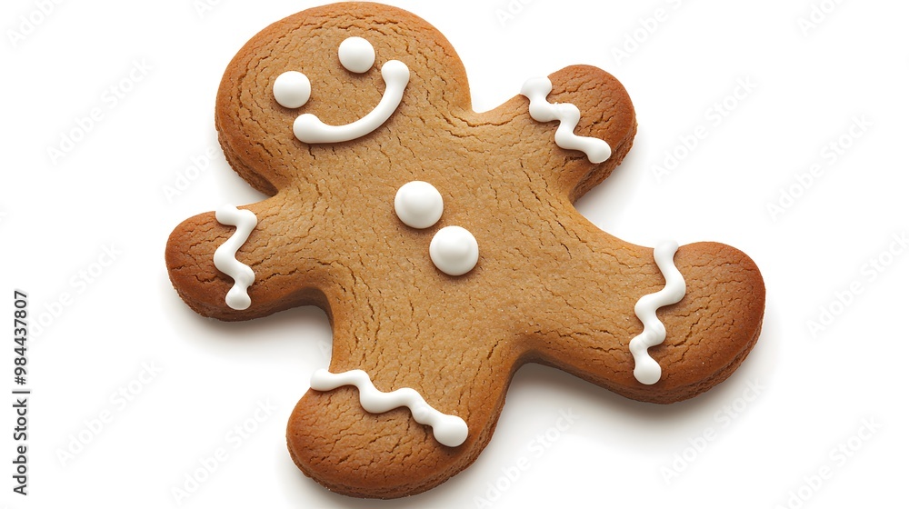 Isolated gingerbread man cookie with a smiling face and buttons, perfect for Christmas. Isolated gingerbread man cookie with a smiling face and buttons, perfect for Christmas.