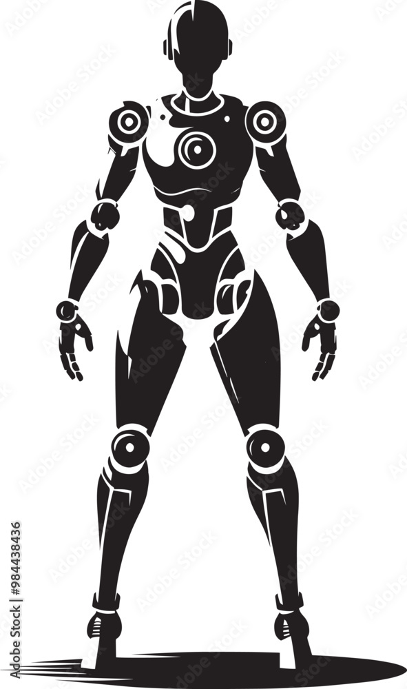 Modern action war robot silhouette vector illustration isolated on a white background Modern action war robot silhouette vector illustration isolated on a white background