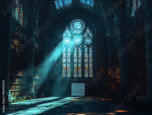 Moonlit Specters: Enchanting the Gothic Librarys Canvas of Dreams