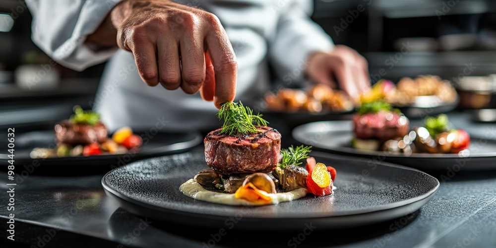 Gourmet Beef Steak with Fresh Herbs and Vegetables
