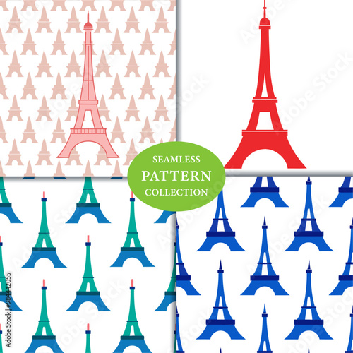 Eifel Tower Seamless Pattern Background