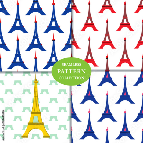 Eifel Tower Seamless Pattern Background