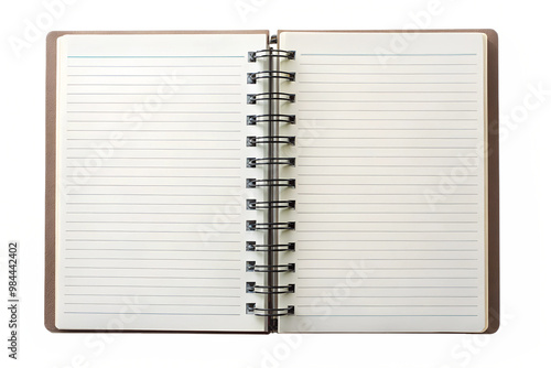 Blank notebook with lined paper open and ready for writing