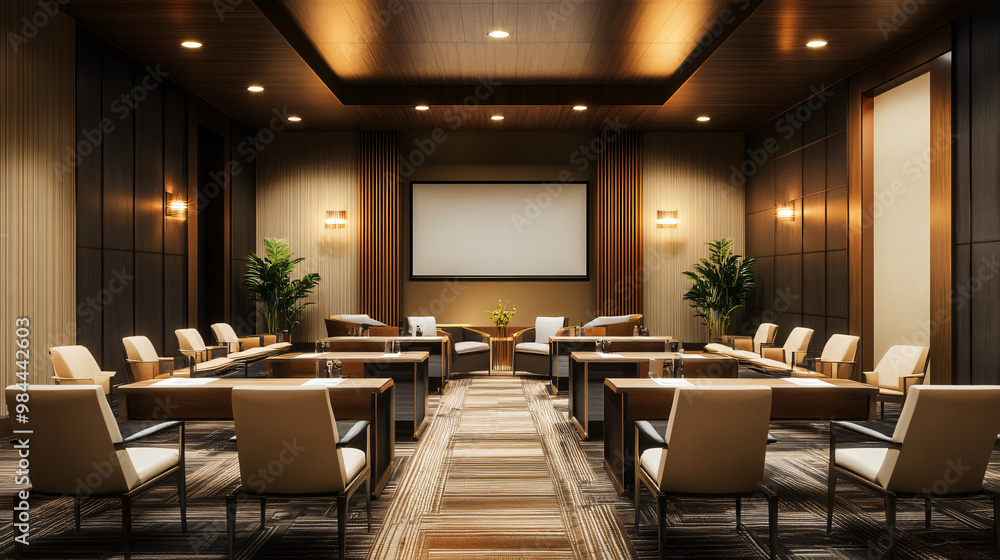 A small-scale corporate conference with an intimate setting, comfortable seating, and modern amenities. A small-scale corporate conference with an intimate setting, comfortable seating, and modern amenities.