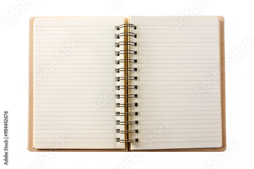Blank spiral notebook with lined pages open and ready to use