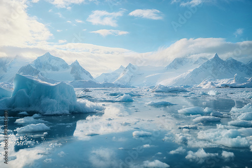 Wallpaper Mural Serene glacier landscape with icy peaks and calm waters. Generative AI image Torontodigital.ca