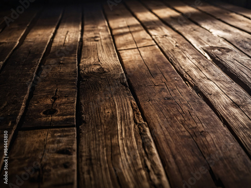 a 4K background featuring a rustic wooden table surface with soft, natural shadows, ideal for displaying food and beverage products