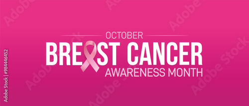 October - Breast cancer awareness month with ribbon vector illustration background.