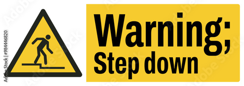 ISO warning safety signs master landscape text variation_warning ; step down landscape size 1/2 a4,a3,a2,a1	
