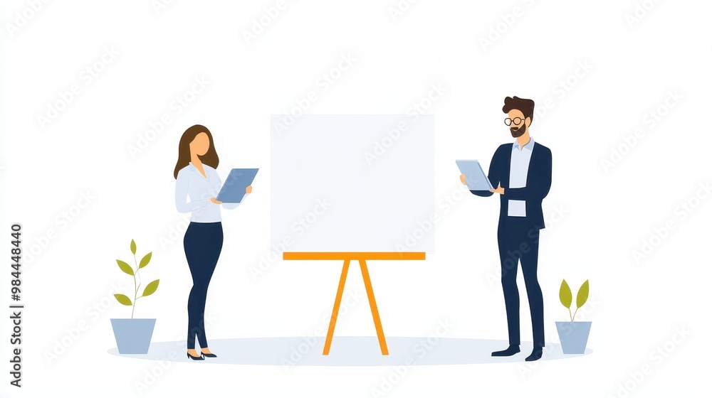 Business Presentation with Professionals and Whiteboard Business Presentation with Professionals and Whiteboard