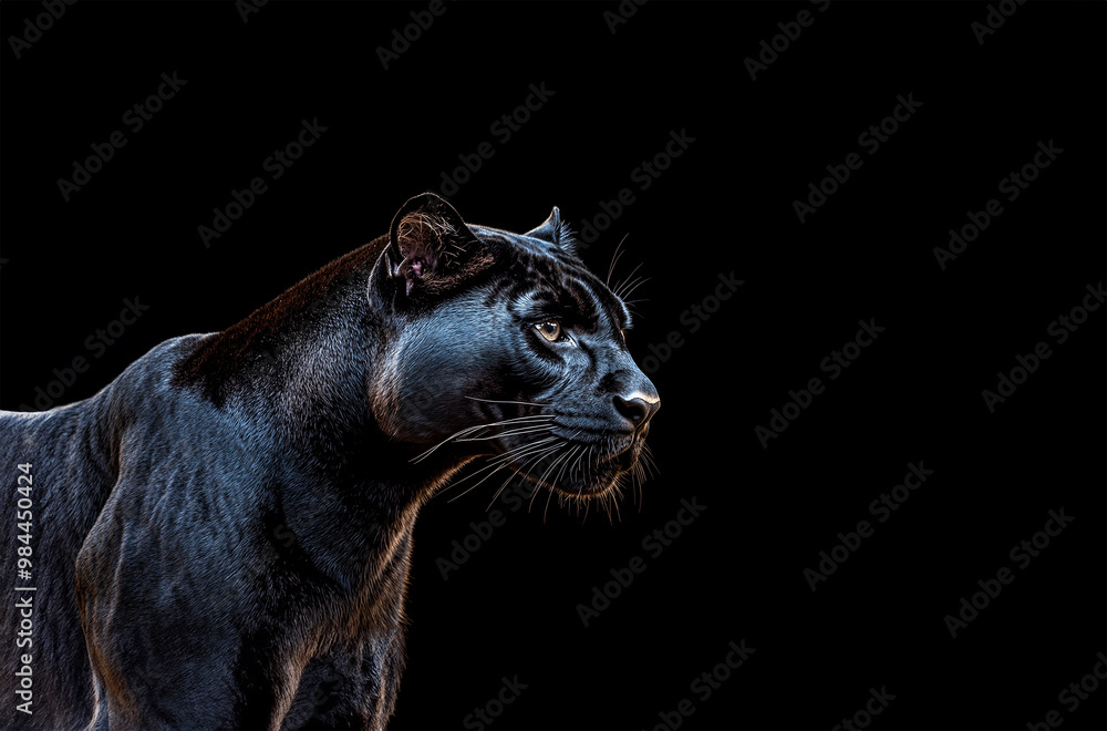 Naklejka premium Elegant panther, black backdrop
