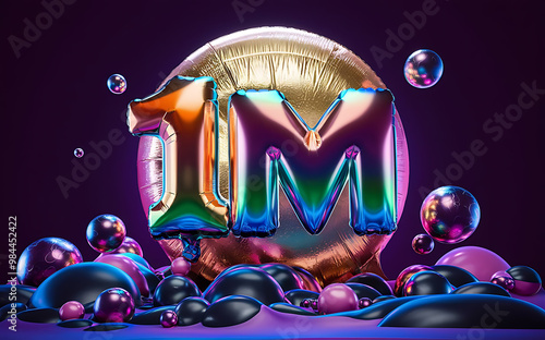 1M subscribe,followers card with vibrant 3D background. social banner happy celebration , blog. likes celebration. Social media poster