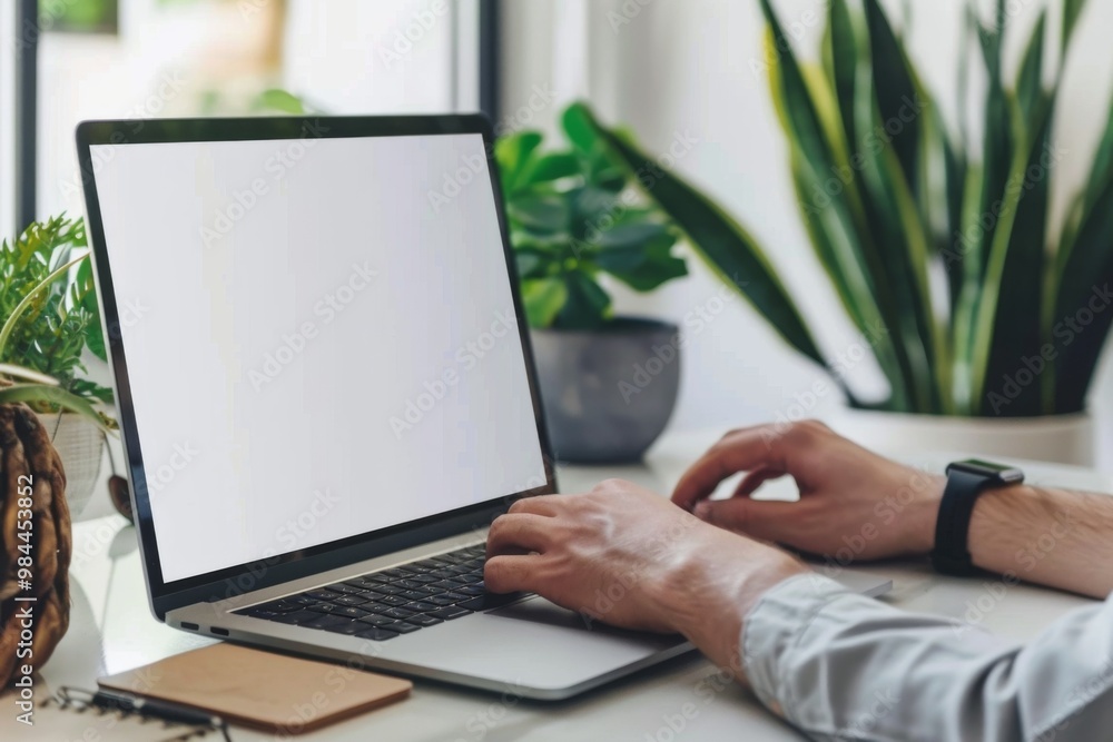 Mock up Copy Space Blank Screen Concept Business Working on Laptop. Mock up Copy Space Blank Screen Concept Business Working on Laptop.