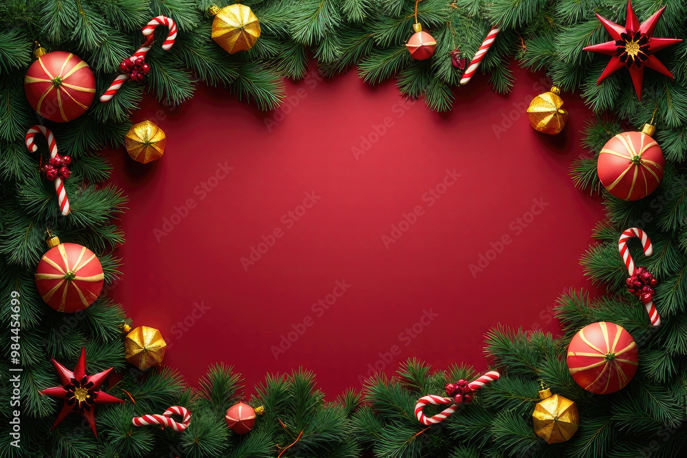 frame with space for text in the middle for christmas, red background frame with space for text in the middle for christmas, red background