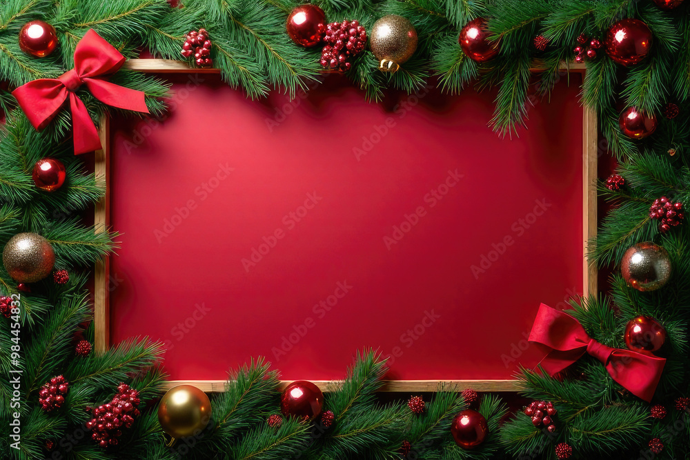 frame with space for text in the middle for christmas, red background frame with space for text in the middle for christmas, red background