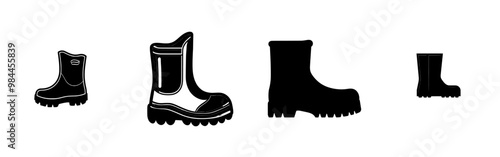 On a white background, a waterproof rubber boot icon is shown