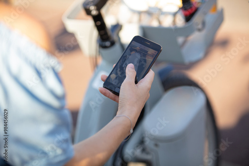 Photography hands holding mobile gadget ecology environment concept